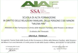 Attestato scuola alta formazione